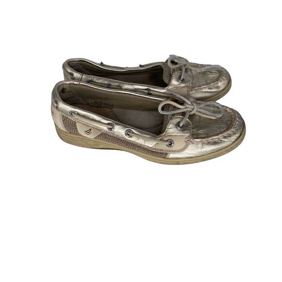 Women’s SPERRY Top-Sider 9102187 Angelfish Leather Boat Shoes Brown/Gold - Picture 2 of 6